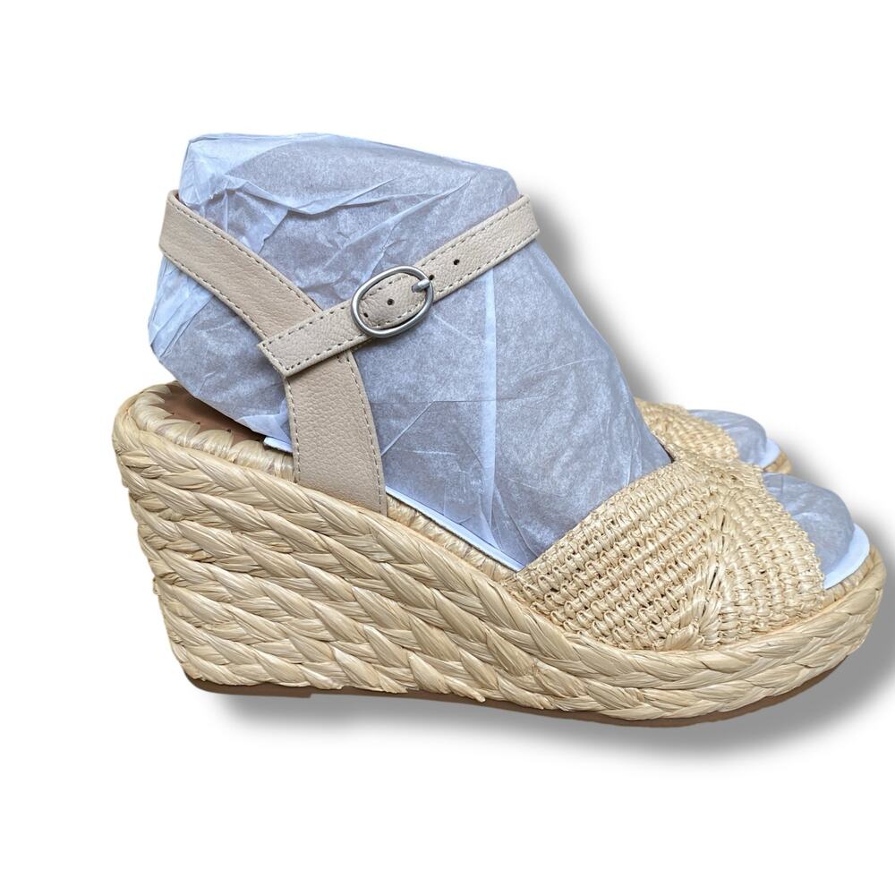 New Gentle Souls by Kenneth Cole Nomi Raffia Wedge Sandals Sz 6M Espidrille - Picture 13 of 16